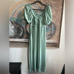 dRA Los Angeles Green Cottage Milkmaid Maxi Dress